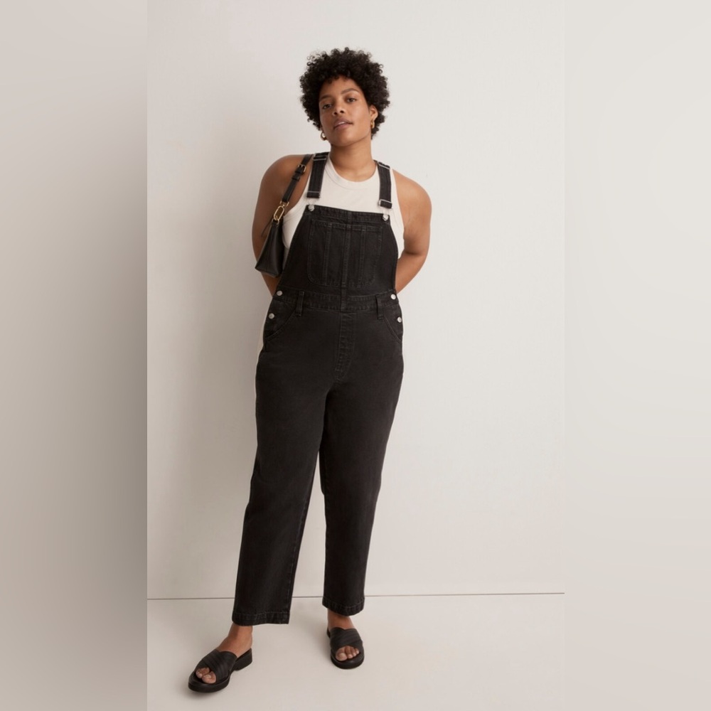Madewell straight leg overall in black lunar wash, size XL